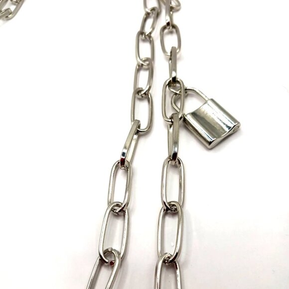 Double Layer Pants Or Wallet Silver Tone Chain 19" With Lock - Picture 2 of 9